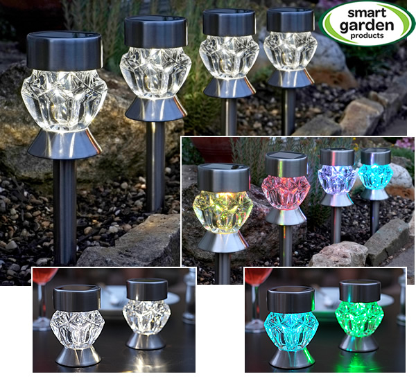 Large image of Smart Solar - Crystal Stainless Steel Stake Lights (4 Pack)
