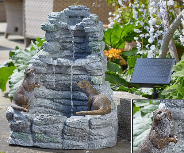 Large image of Smart Solar - Otter Falls Hybrid Solar Power Water Feature