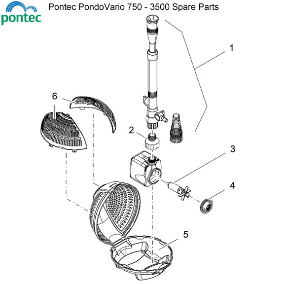 Pontec PondoVario 750 - 3500 Fountain Pump Spare Parts