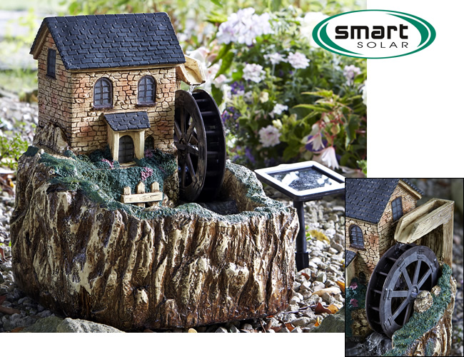 Large image of Smart Solar - Solar Water Mill Water Feature with Lights