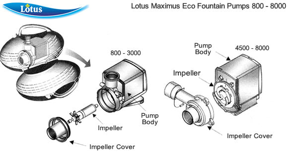 Lotus Maximus Eco Fountain Pump Spares Exploded Diagram