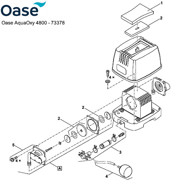Oase AquaOxy 4800 Air Pump Spare Parts Exploded Diagram