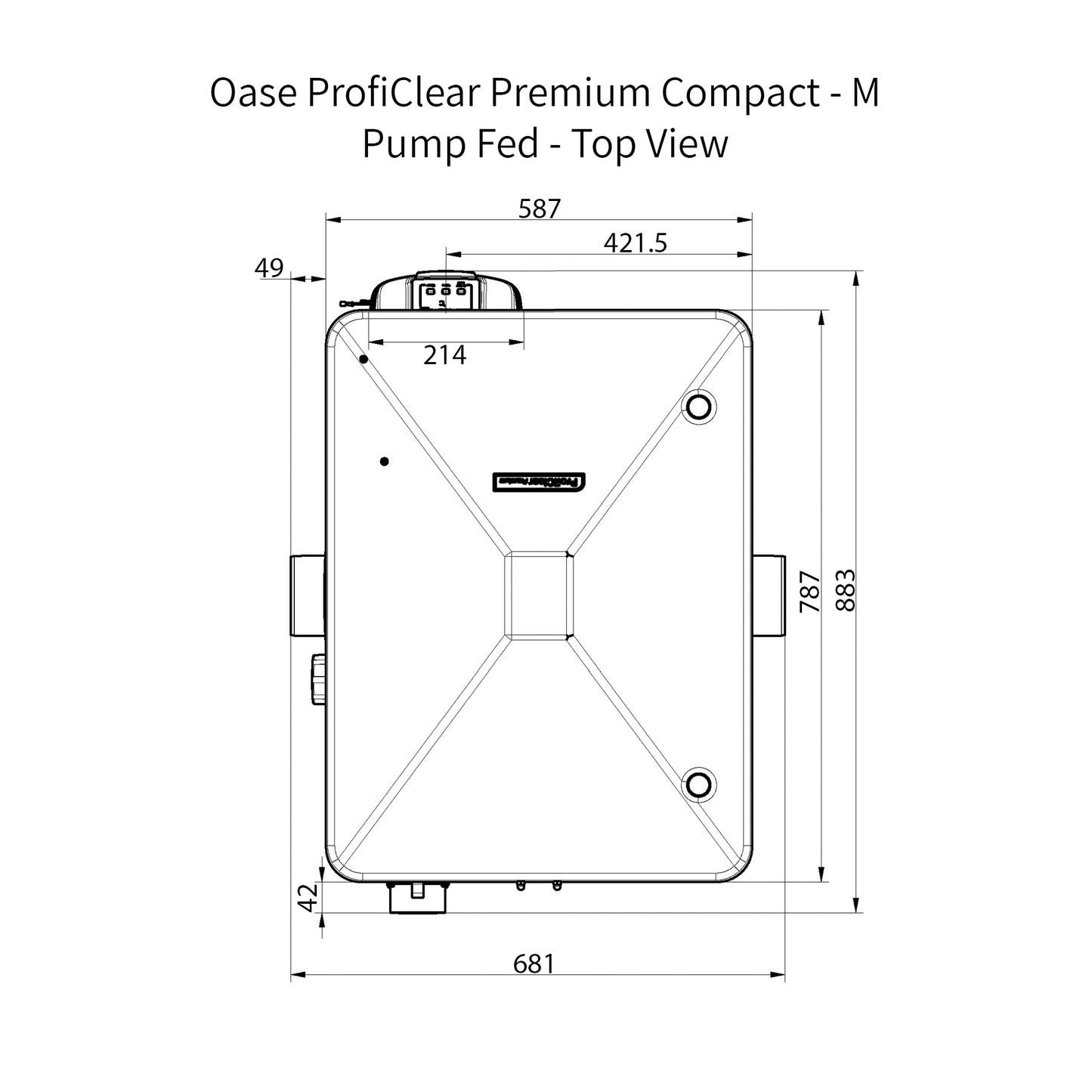 Oase ProfiClear Premium Compact - M - Pump Fed Dimensions - Top View
