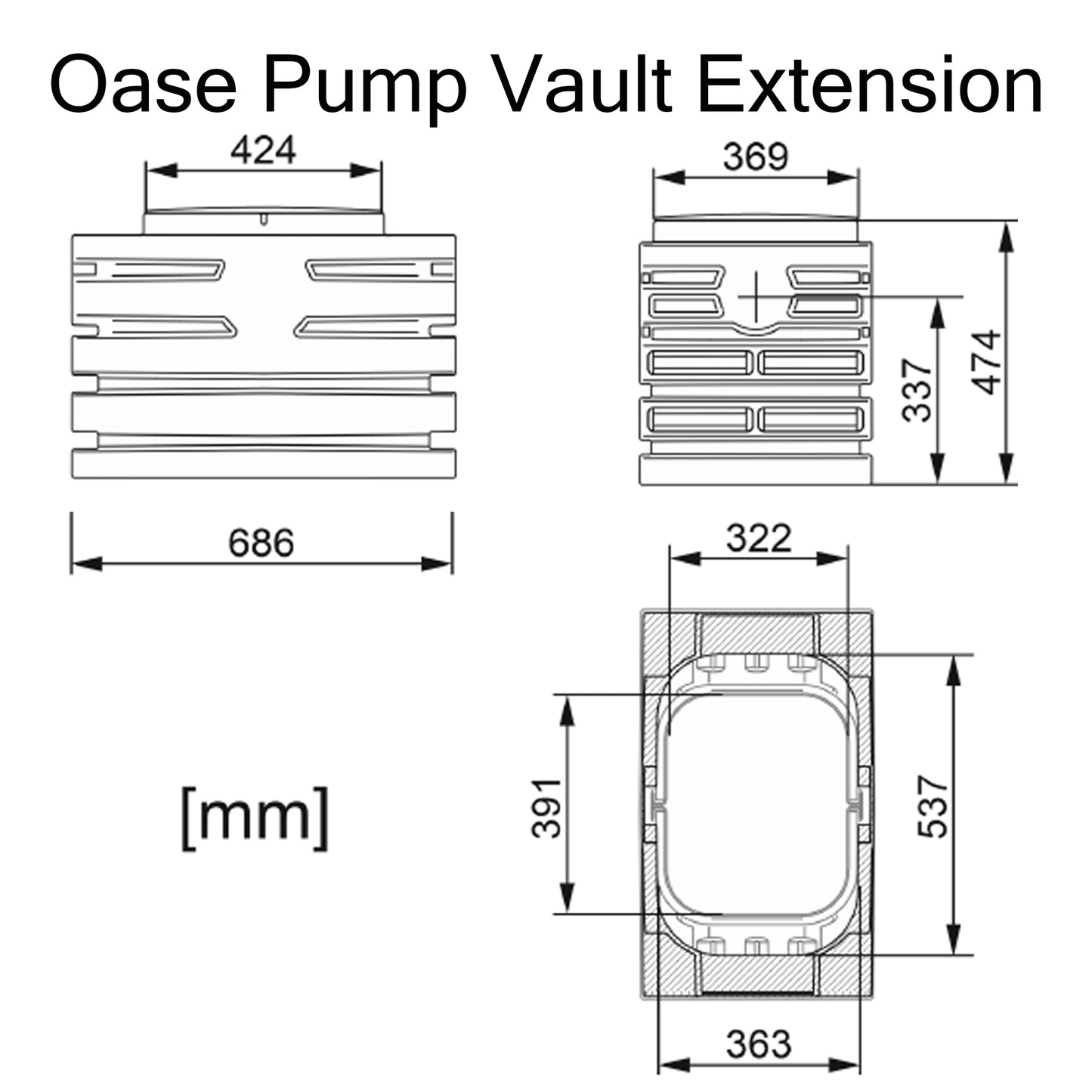 Oase Pump Vault Extension Dimensions