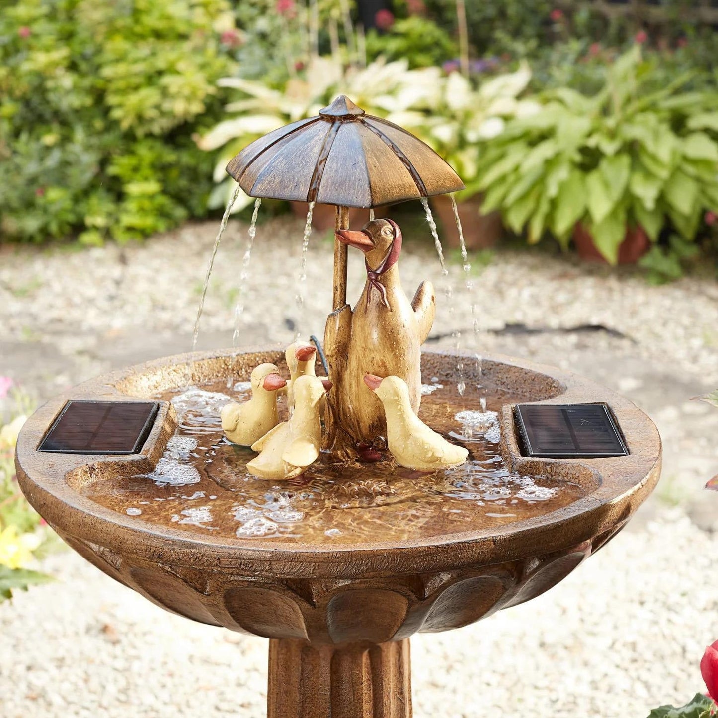 Smart Solar - Duck Family Umbrella Solar Birdbath Fountain - Image 3