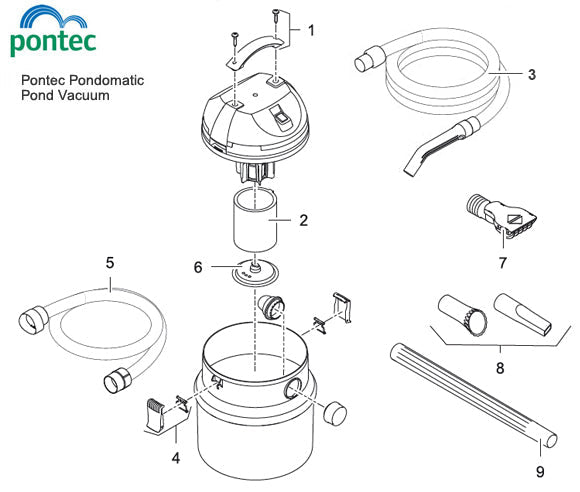 Pontec PondoMatic Vacuum Spare Parts Exploded Diagram