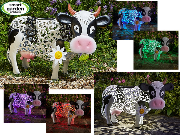 Large image of Smart Solar - Metal Solar Silhouette Daisy Cow