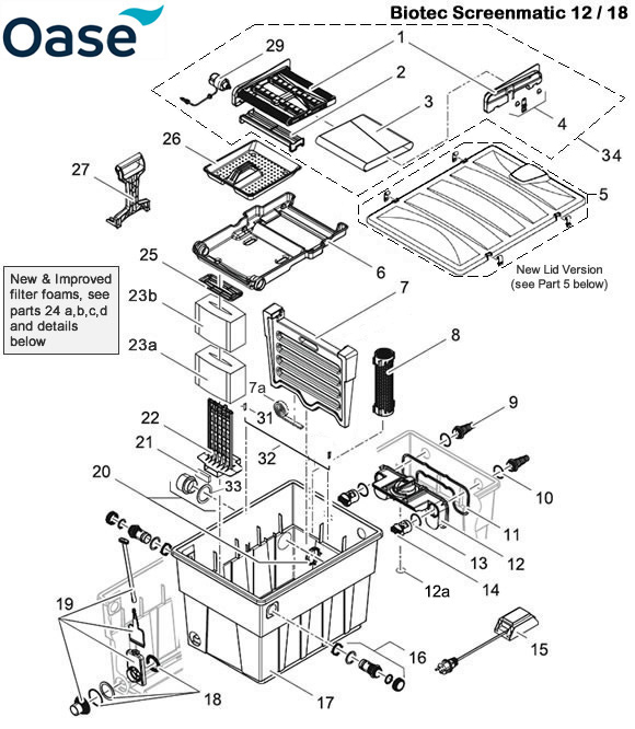 Oase Biotec Screenmatic 12 / 18 Filter Spare Parts