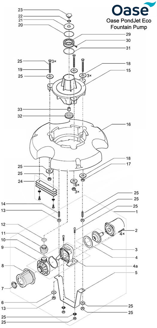 Oase PondJet Eco Fountain Pump Spare Parts and Other Oase Spare Parts