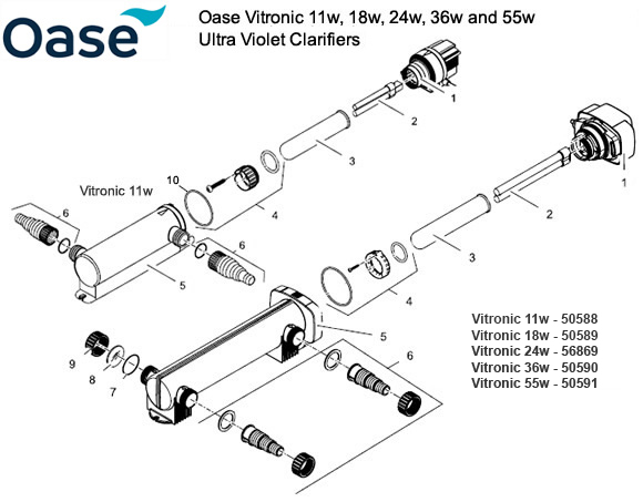 Oase Vitronic 11w - 55w Ultra Violet Clarifier Spare Parts