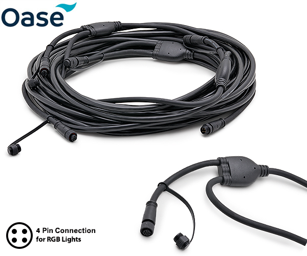 Large image of Oase LunAqua Connect RGB - 10m Extension Cable with 3 Side Connections (4 Pin)