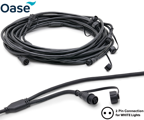 Large image of Oase LunAqua Connect WHITE - 10m Extension Cable with 3 Side Connections (2 Pin)