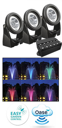 Oase LunAqua LED - Floating Fountain Illumination - RGB - EGC (3 Light Set) for PondJet / AirFlo / MIDI / MAXI Fountains