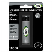 Smart Solar - 3.7V li-ion 18650 2000mAh Rechargeable Battery