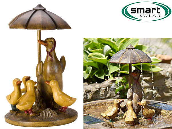 Large image of Smart Solar - Replacement Duck Family and Umbrella Statue