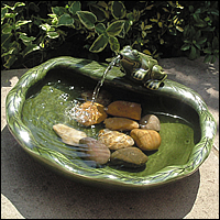 Solar Frog Ceramic Water Feature