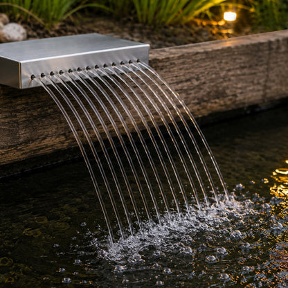 Archer Falls Stainless Steel Waterfall 300mm Back Entry Insitu
