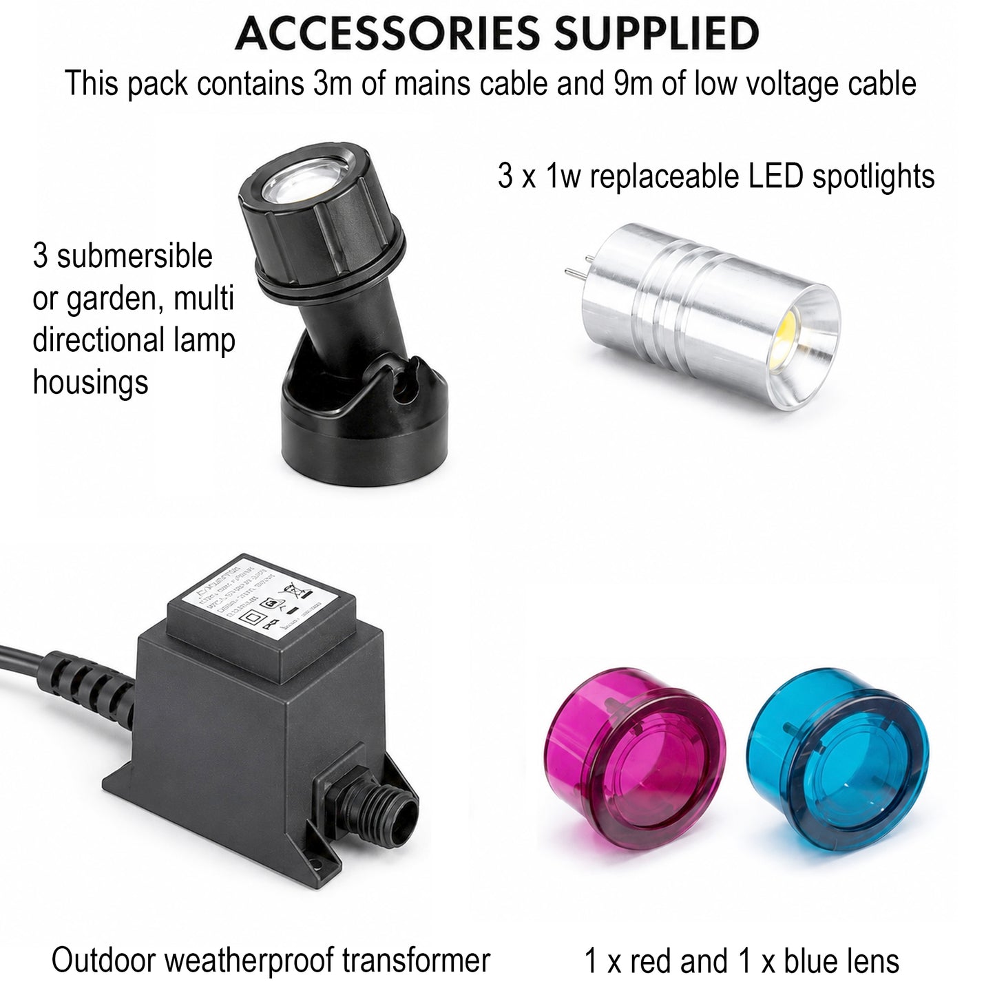 Blagdon Pond and Garden Light - 3 x 1w  Light Kit - Picture 2b