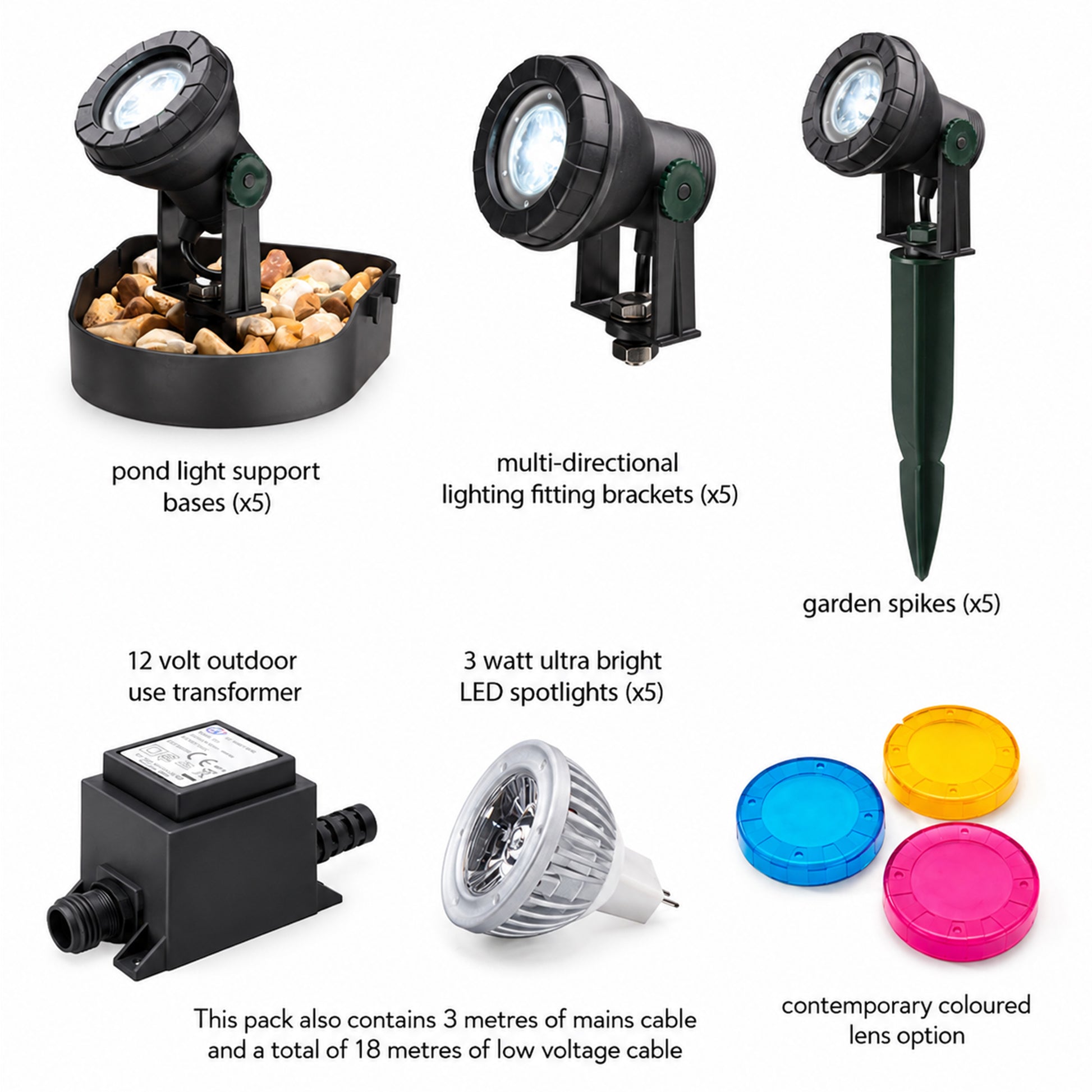 Blagdon Pond and Garden Light 5 x 3w Light Set Kit Pic2

