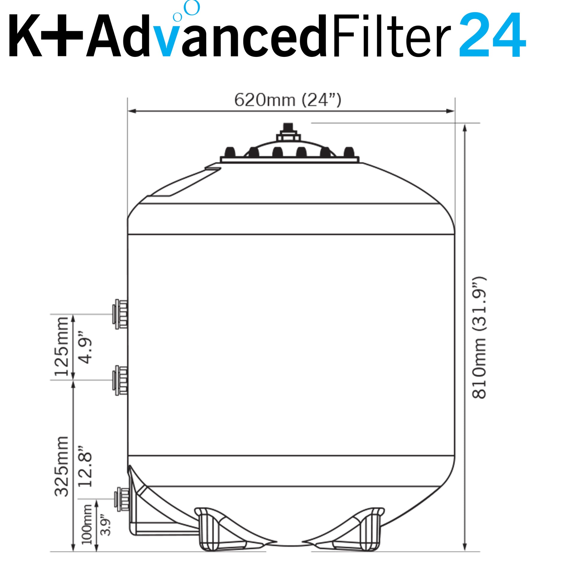 Evolution Aqua K Plus Advanced Pond Filters 24 with Mport - Dimension