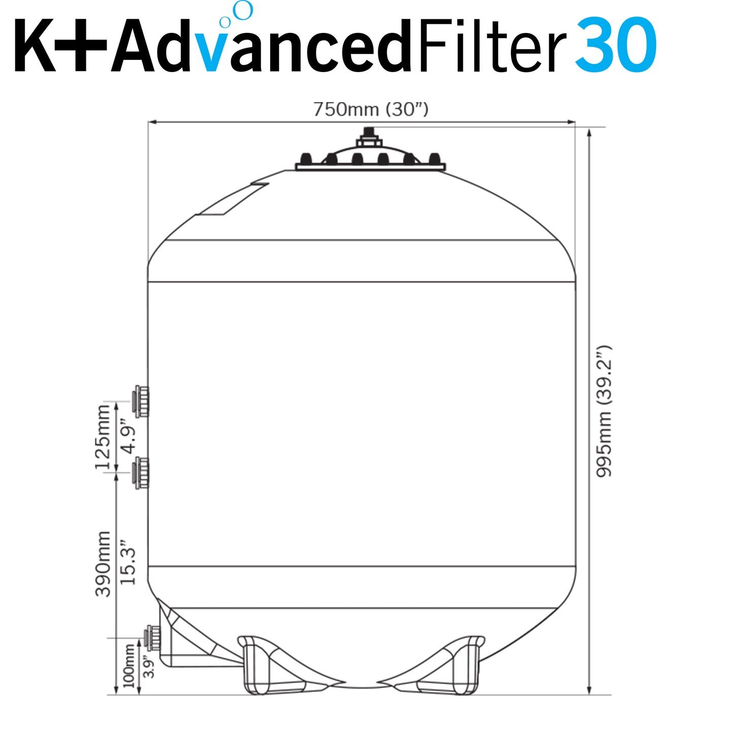 Evolution Aqua K Plus Advanced Pond Filters 30 with Mport - Dimensions