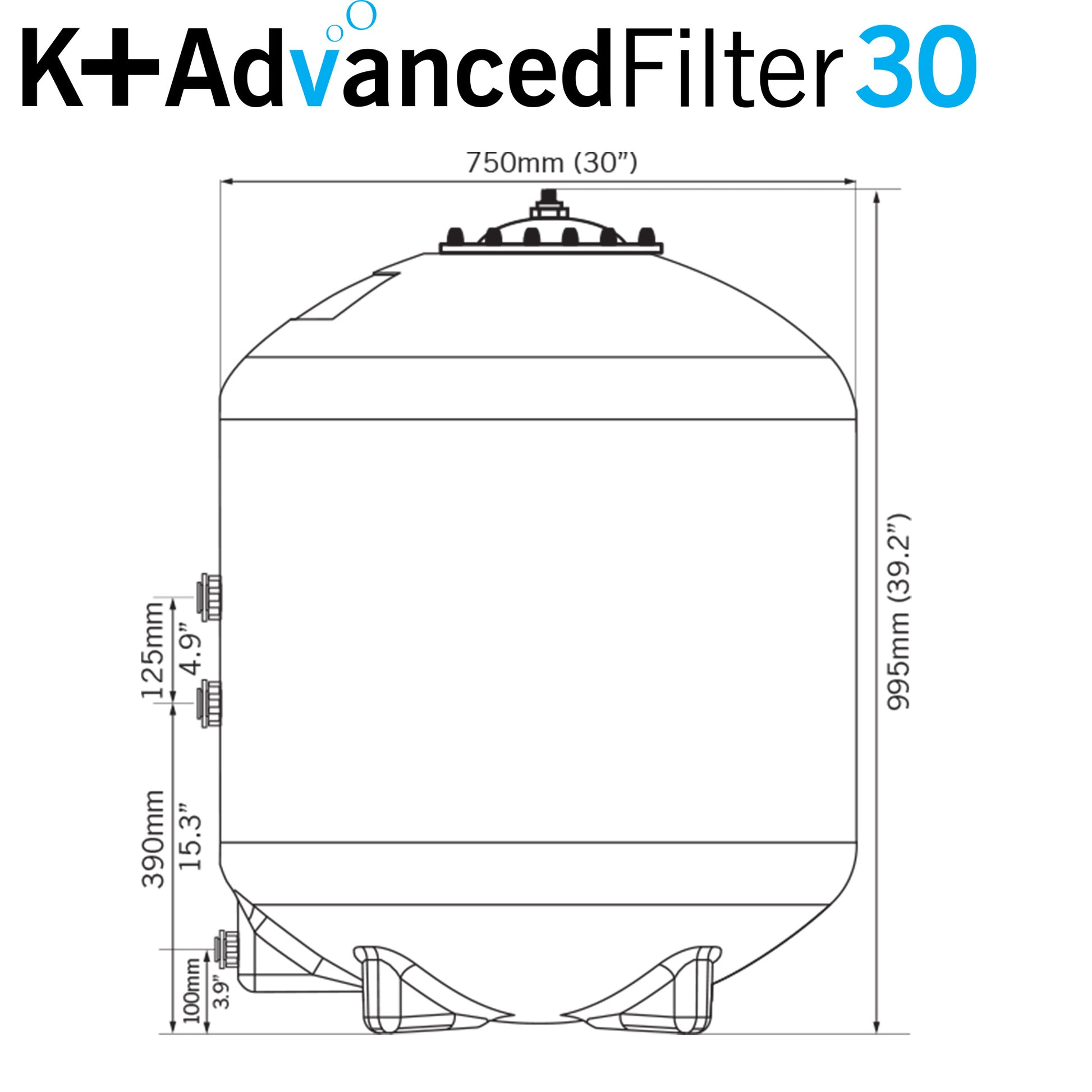 Evolution Aqua K Plus Advanced Pond Filters 30 with Mport - Dimensions