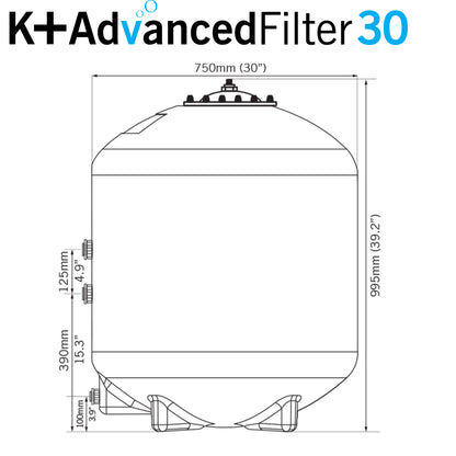 Evolution Aqua K Plus Advanced Pond Filters 30 with Mport - Dimensions