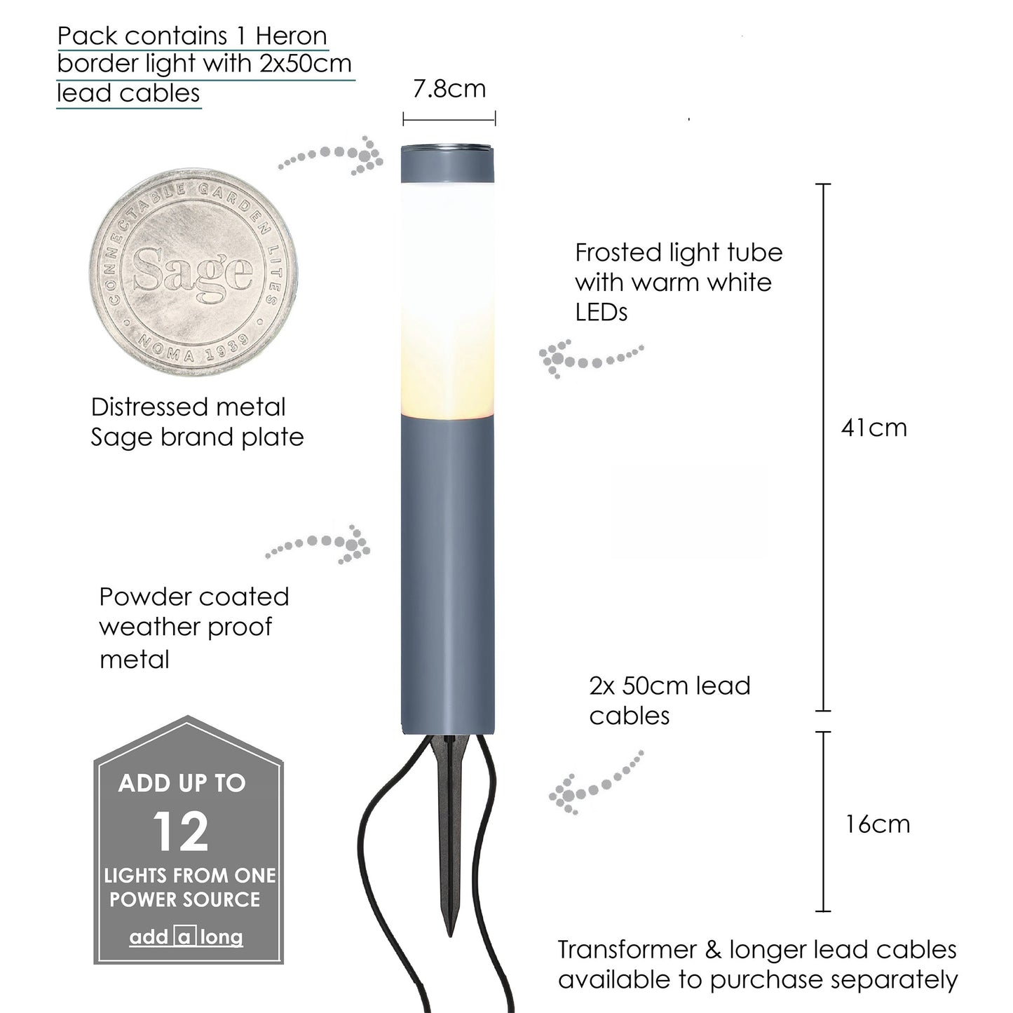 Noma - Heron Single Add On Light  – Slate