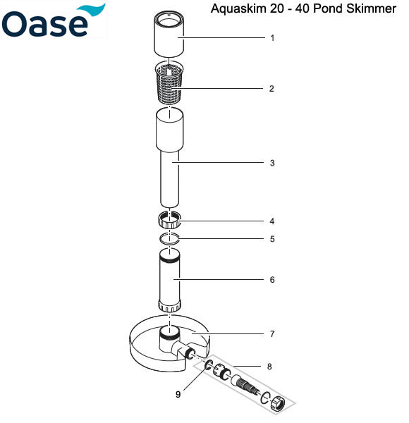 Oase AquaSkim 20 - 40 Spare Parts Exploded Diagram