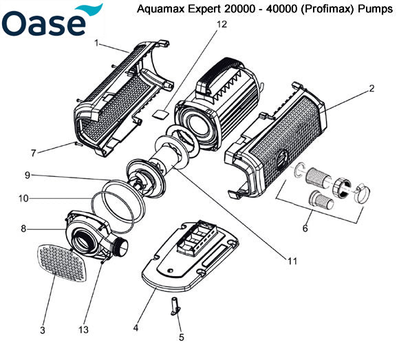 Oase AquaMax Expert 20000 - 40000 (ProfiMax) Spare Parts Exploded Diagram