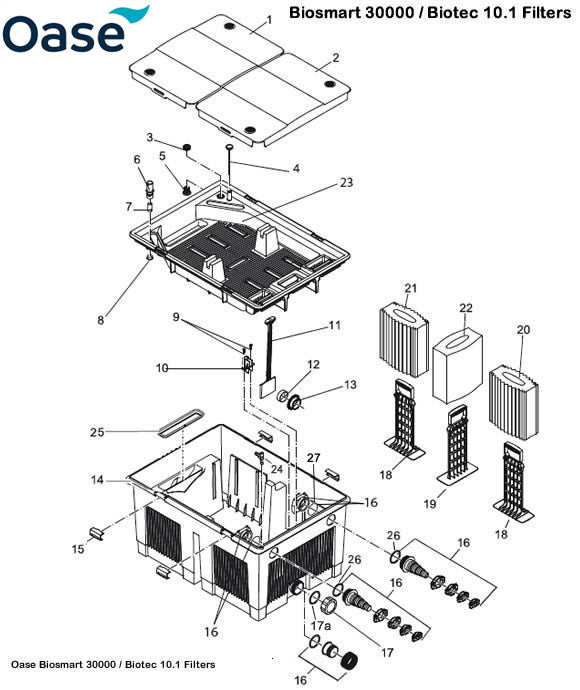 Oase BioTec 10.1 / BioSmart 30000 Filter Spare Parts Exploded Diagram