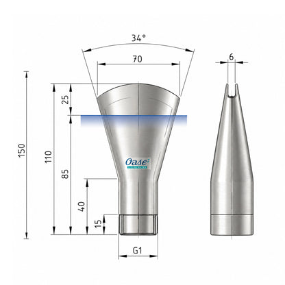 Oase Fan Jet 10 - 6E Fountain Nozel - 1 Inch Thread (53056)