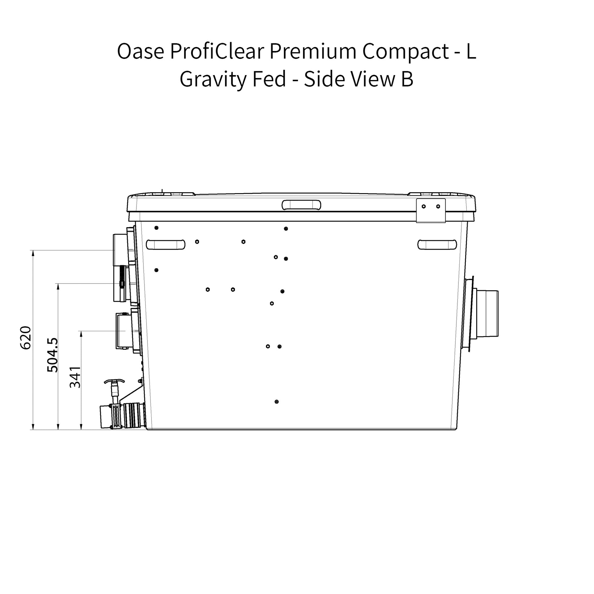 Oase ProfiClear Premium Compact - L - Gravity Fed Dimensions - Side View B