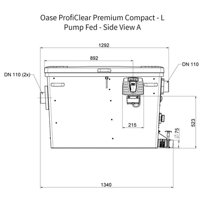 Oase ProfiClear Premium Compact - L -Pump Fed Dimensions - Side View