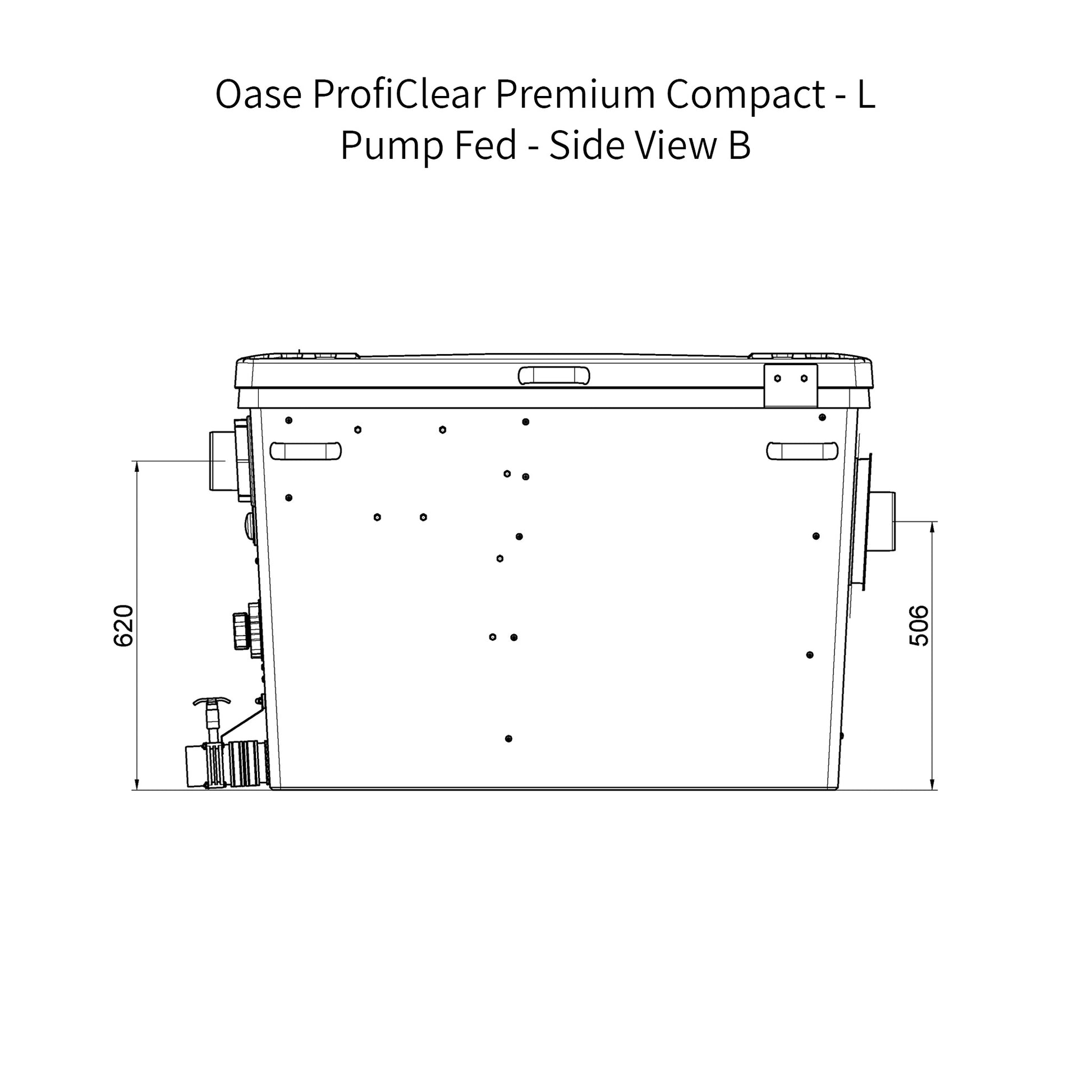 Oase ProfiClear Premium Compact - L - Pump Fed Dimensions - Side View B