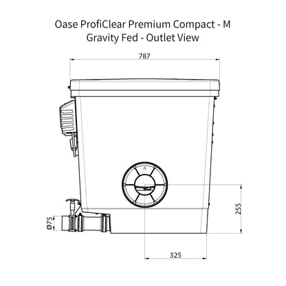 Oase ProfiClear Premium Compact - M - Gravity Fed Dimensions - Outlet View