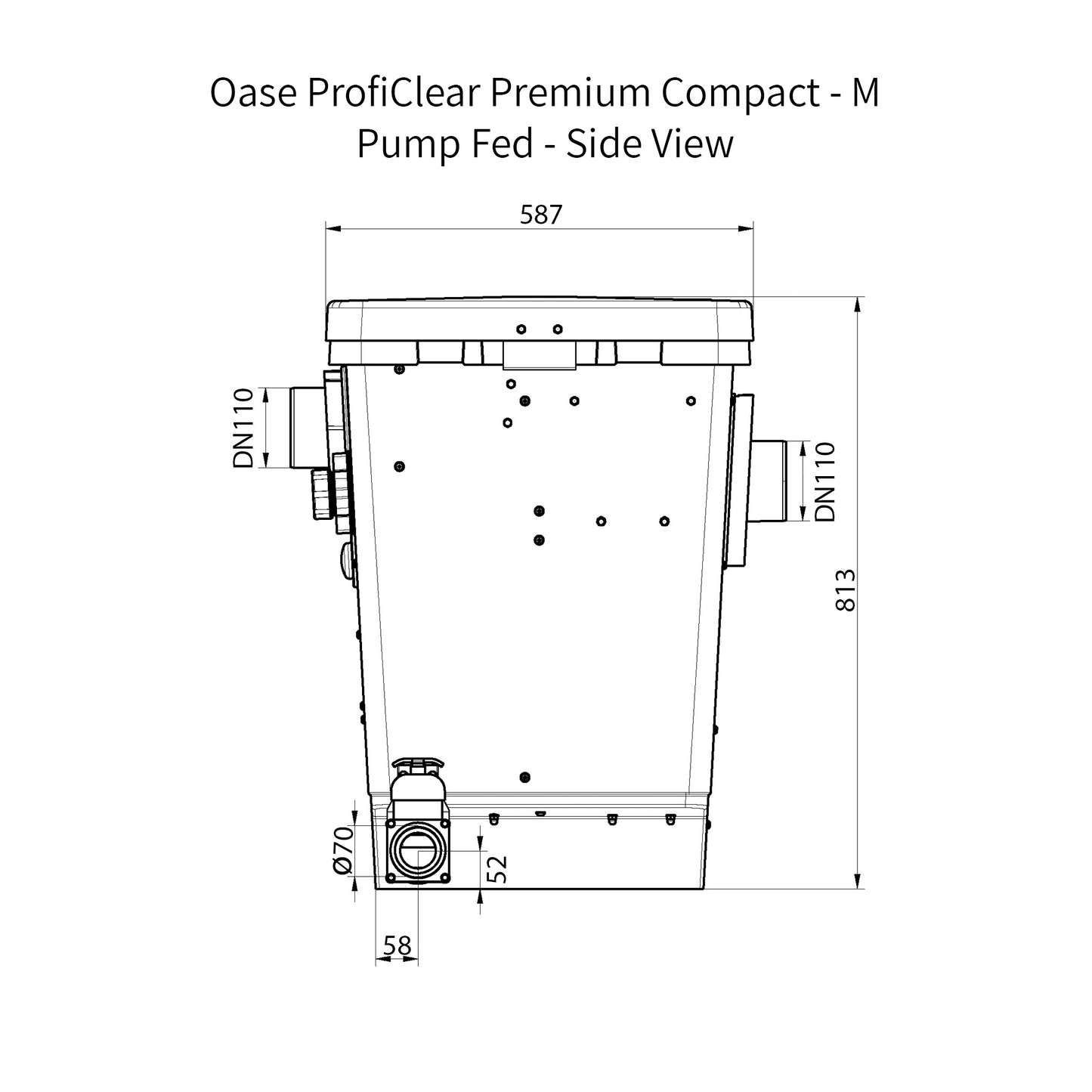 Oase ProfiClear Premium Compact - M - Pump Fed Dimensions - Side View