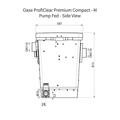 Oase ProfiClear Premium Compact - M - Pump Fed Dimensions - Side View