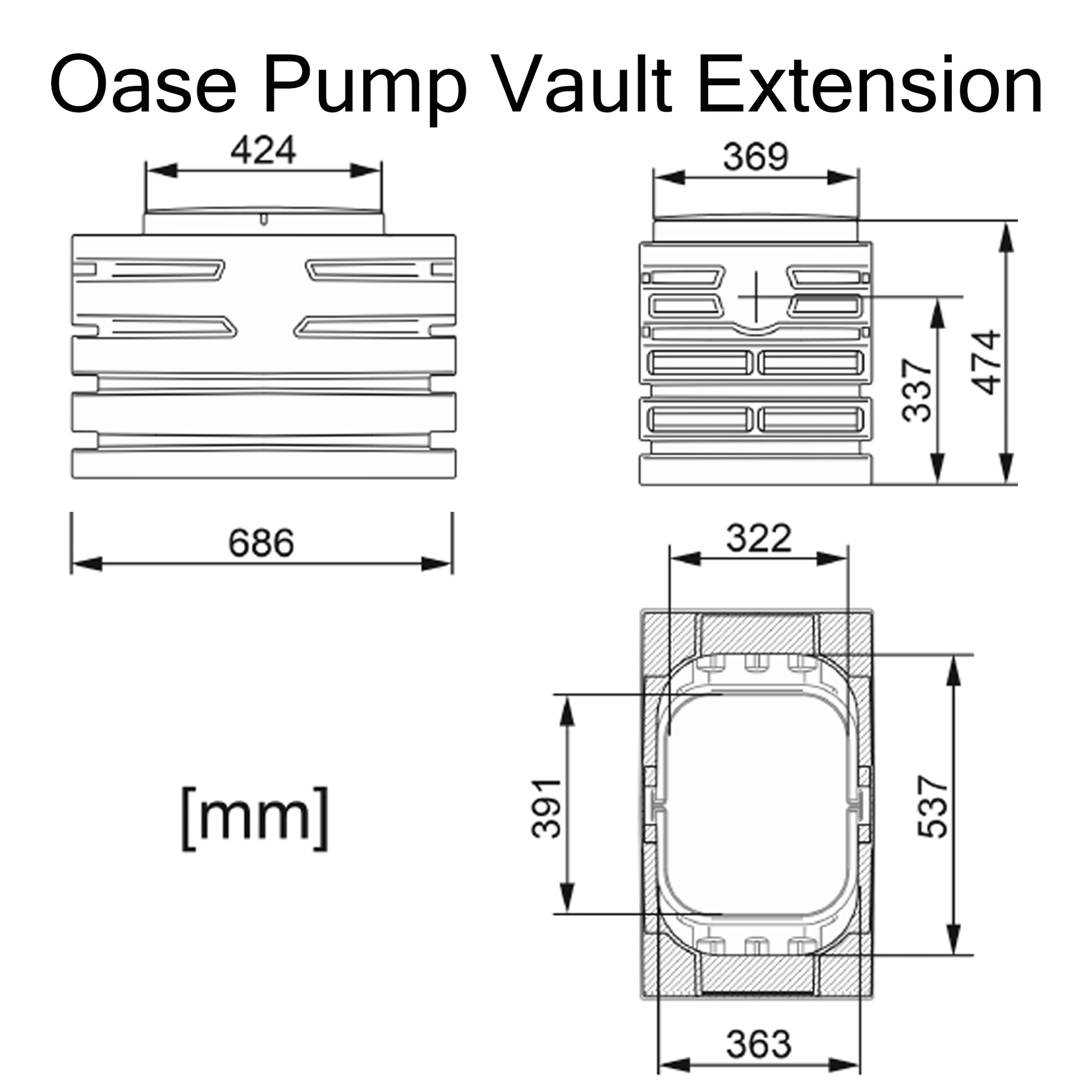 Oase Pump Vault Extension Dimensions
