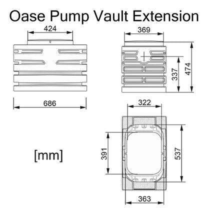 Oase Pump Vault Extension Dimensions
