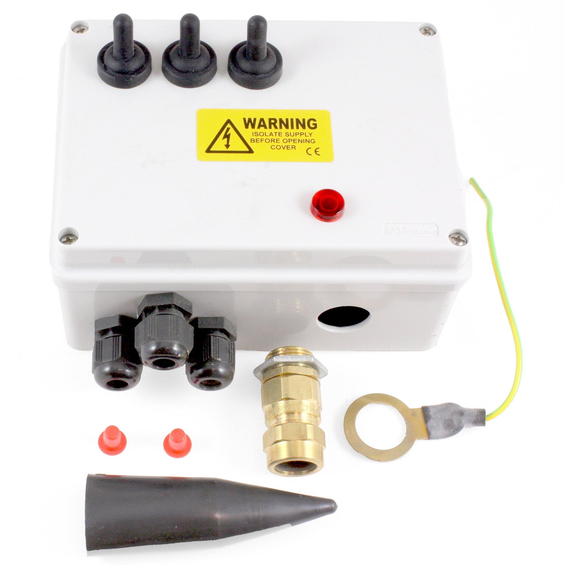 3 Switch Armoured Feed Electrical Box - Image 1