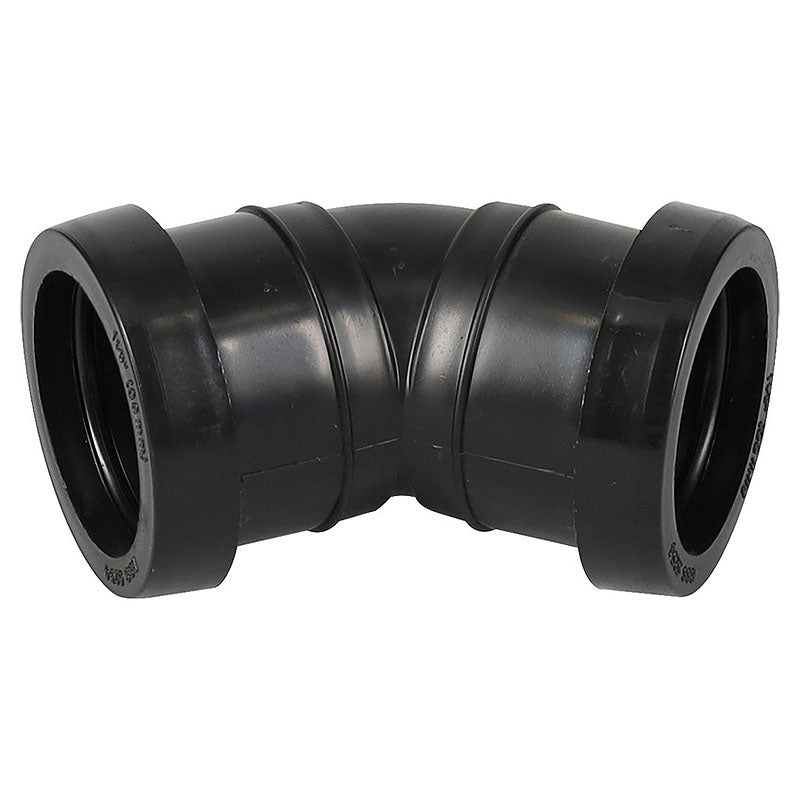 1½ inch Aquateck Rigid Pipework Push Fit 45 Deg Bend (Black) - Image 1