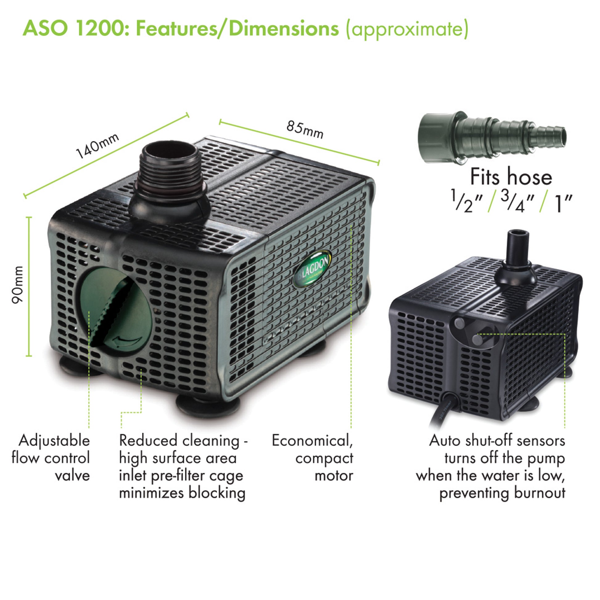 Blagdon Auto Shut Off 1200 Water Feature Pumps - Features
