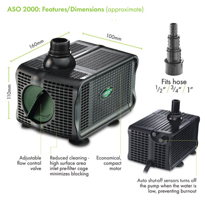 Blagdon Auto Shut Off 2000 Water Feature Pumps - Features