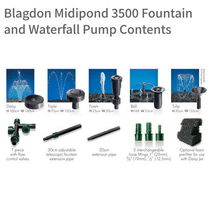 Blagdon - Midipond 3500 Fountain and Waterfall  Pump - Contents