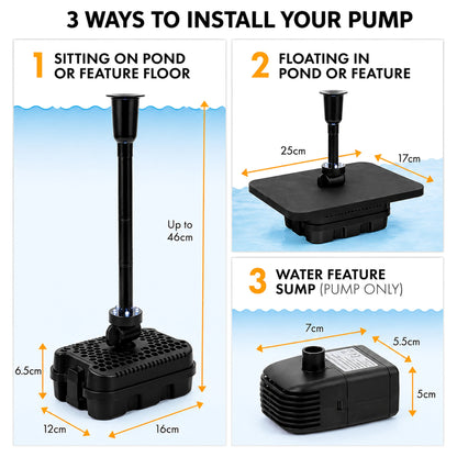 Blagdon Liberty 500 Solar Fountain Pump and Light Kit - Installation Types