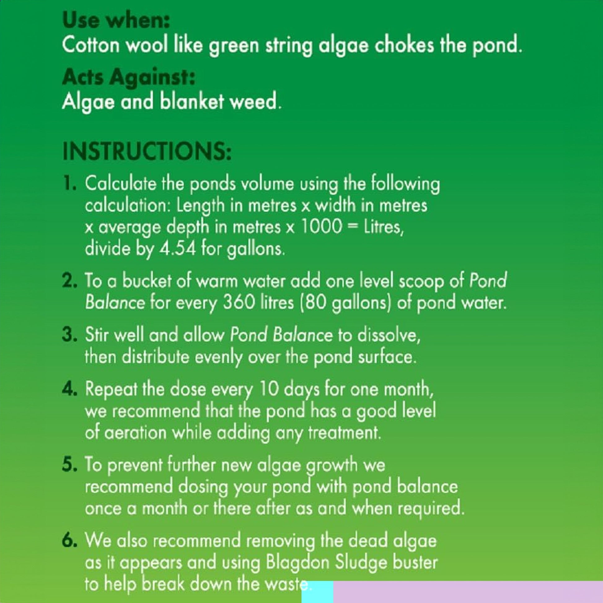 Blagdon - Pond Balance - 9340g - Treats 56000 G / 225000 L - (3 x 18600 G / 84500 L) - Image 2