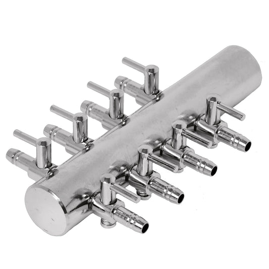 Stainless Steel Air Manifold - 19mm Inlet - 8 x 4mm Outlets - Image 1
