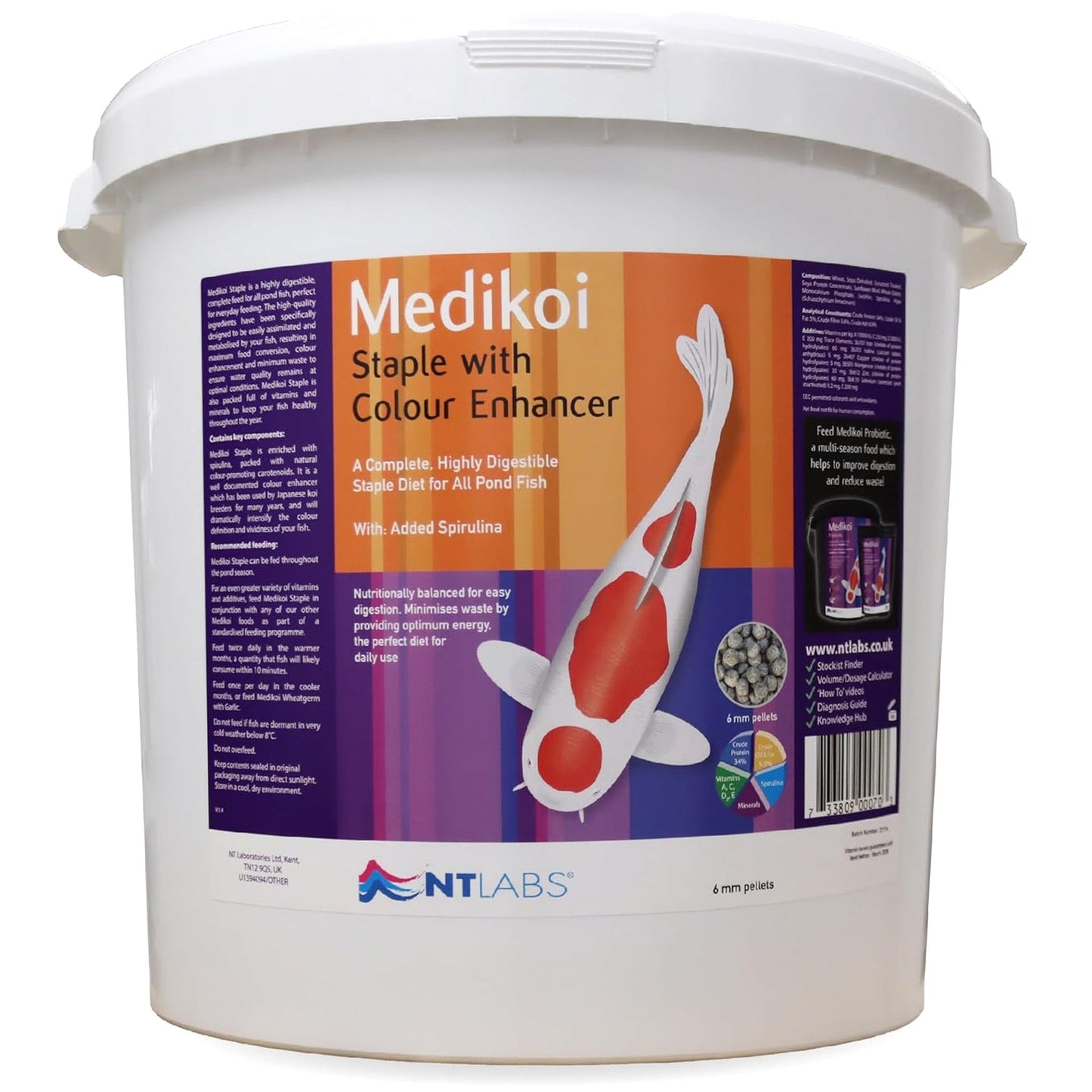 NT Labs MediKoi Staple Fish Food With Colour Enhancer (6mm) - 10Kg - Image 1