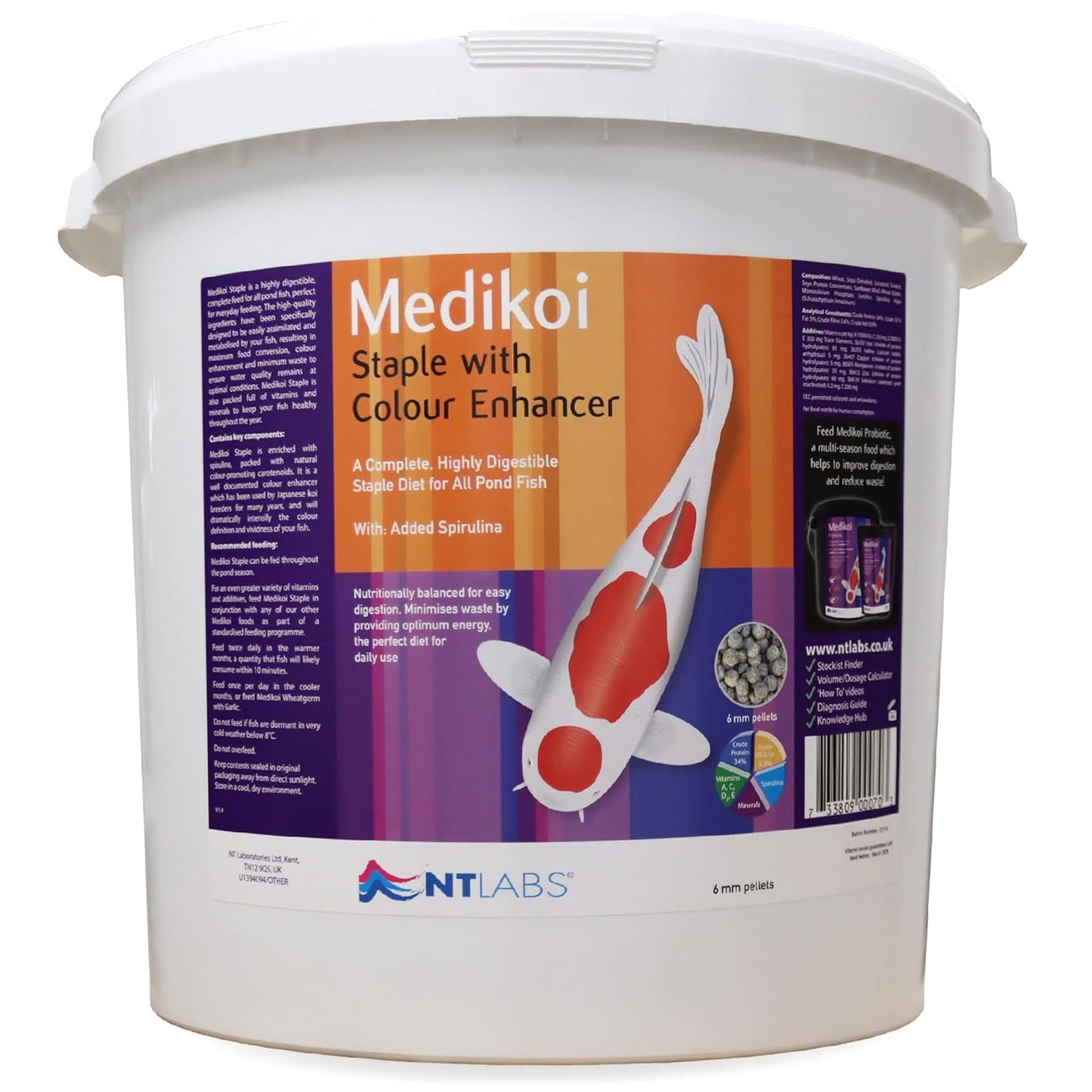 NT Labs MediKoi Staple Fish Food With Colour Enhancer (6mm) - 10Kg - Image 1